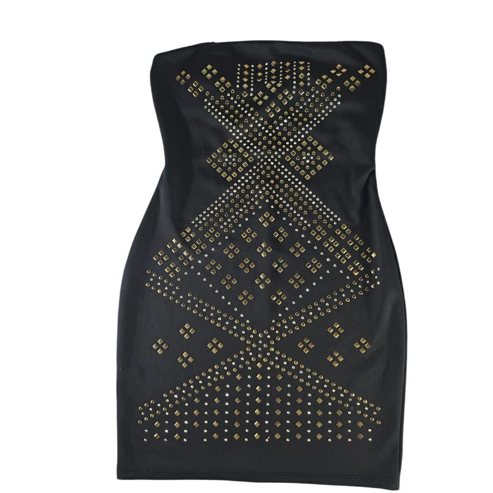 Deb Black and Gold Strapless Sequin Bodycon Dress